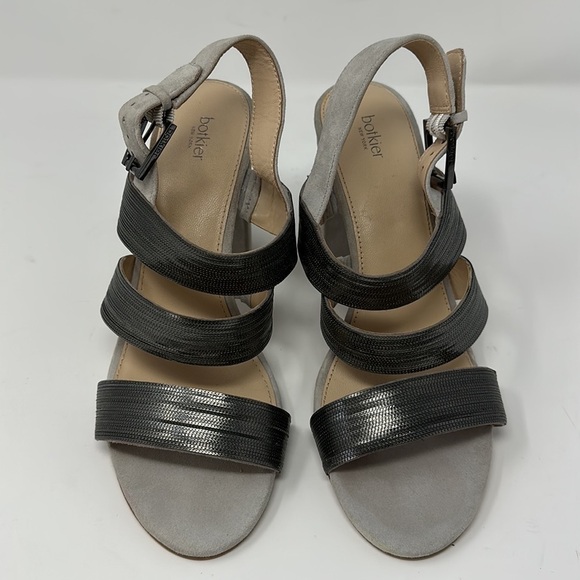 Botkier New York Gray Metallic Suede Heeled Genesa Sandals Size 10 - Picture 3 of 11